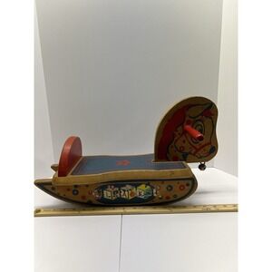 Vintage 1950's Spotty Wooden Ride On Rocking HorseRed Handles Bell